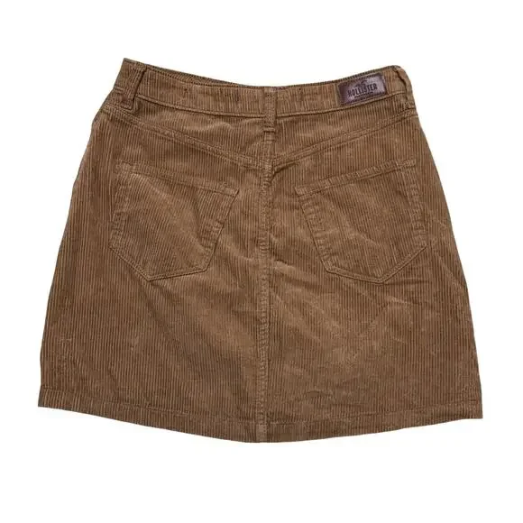 Hollister Brown Corduroy Ultra High Rise Button Front Mini Skirt W27 - Picture 5 of 7